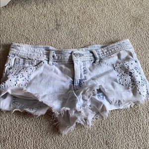 white denim shorts